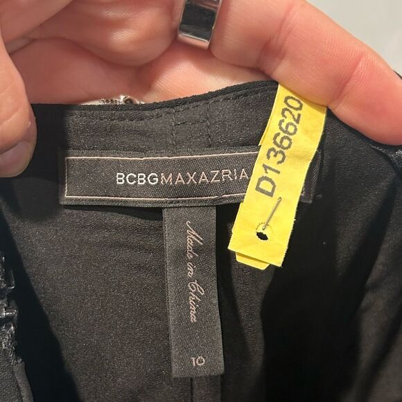 BCBGMAXAZRIA  Black One Shoulder Cut Out Front Slit Dress - Picture 5 of 6